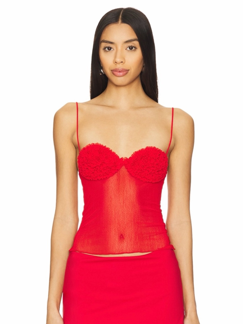 Lovers and Friends Steph Sheer Top in Red - Size Small